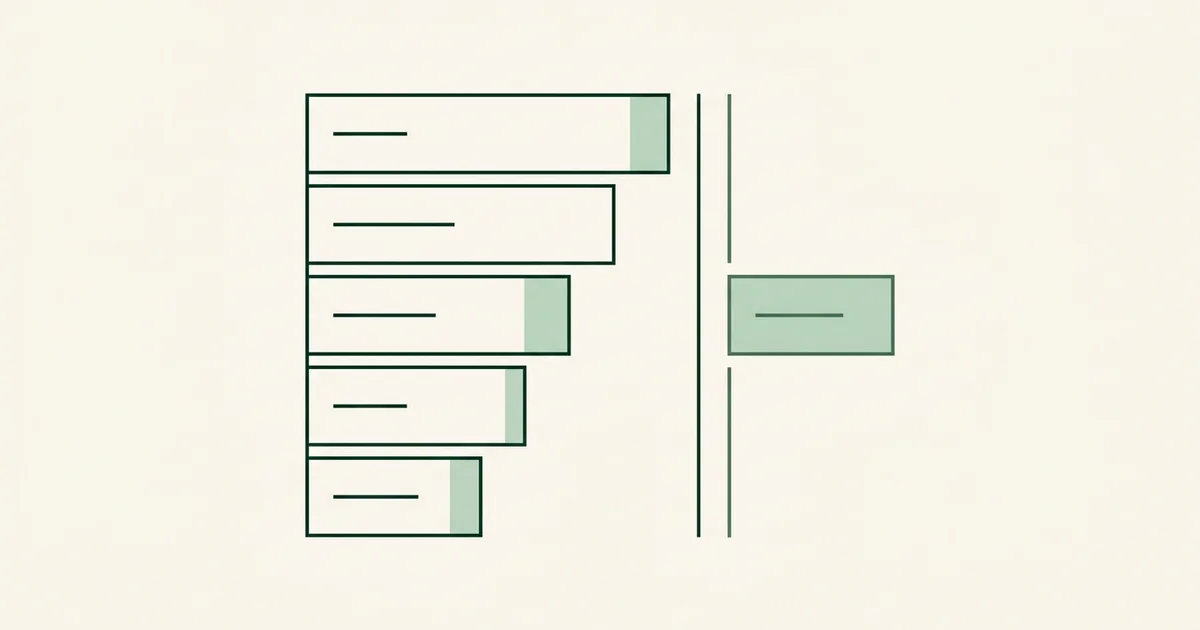 Diagram of a ranked list with a separate labelled band held outside it
