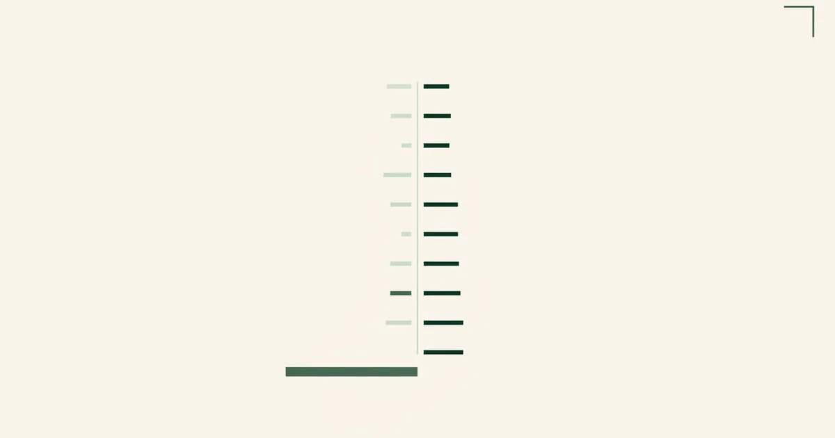 Weighting motif: a column of marks with several drawn faint and set back