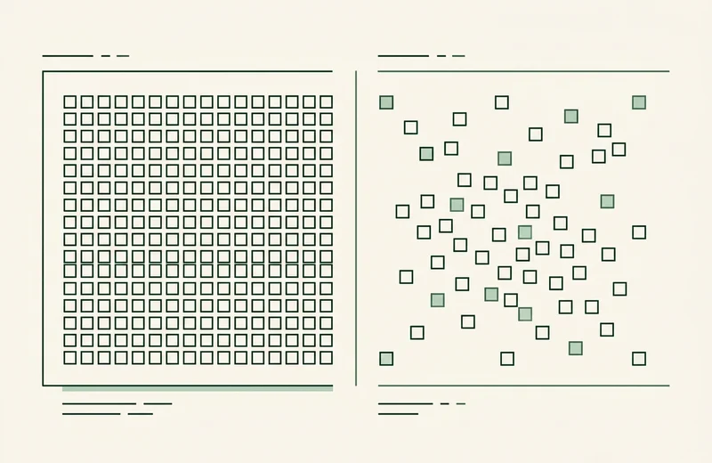 Coverage motif: one directory holding many planning-area tiles beside a scatter of thin repeated sites