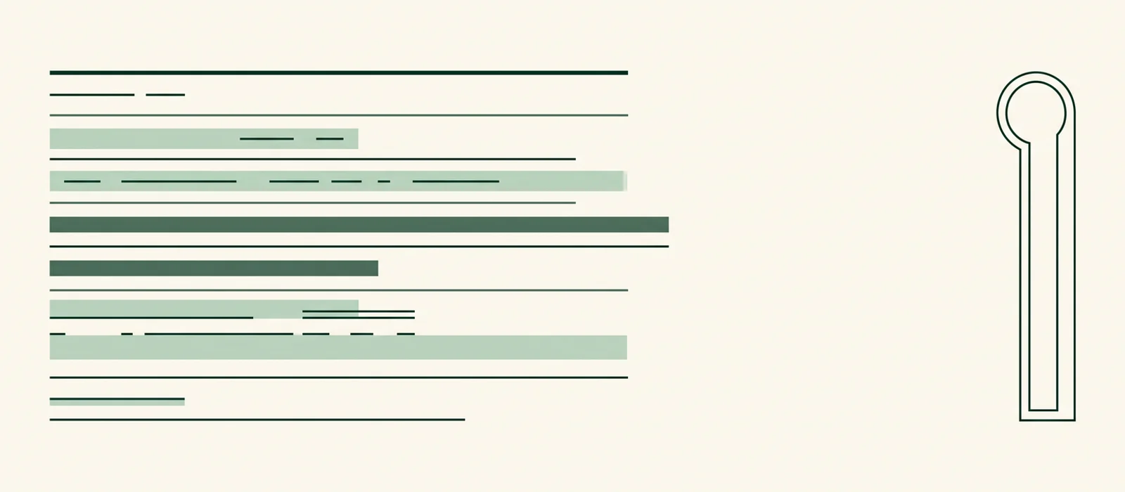Editorial masthead: stacked hairline rules with a thin geometric keyway outline