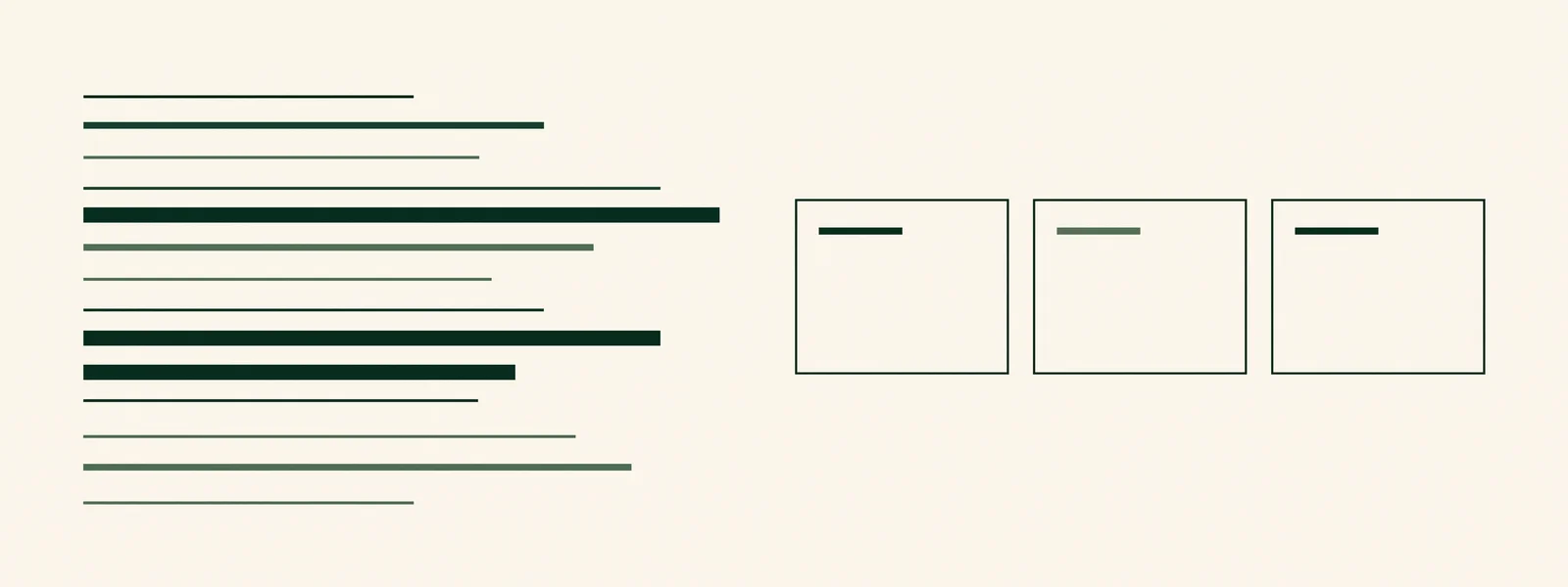 Editorial masthead: stacked hairline rules with three labelled directory blocks