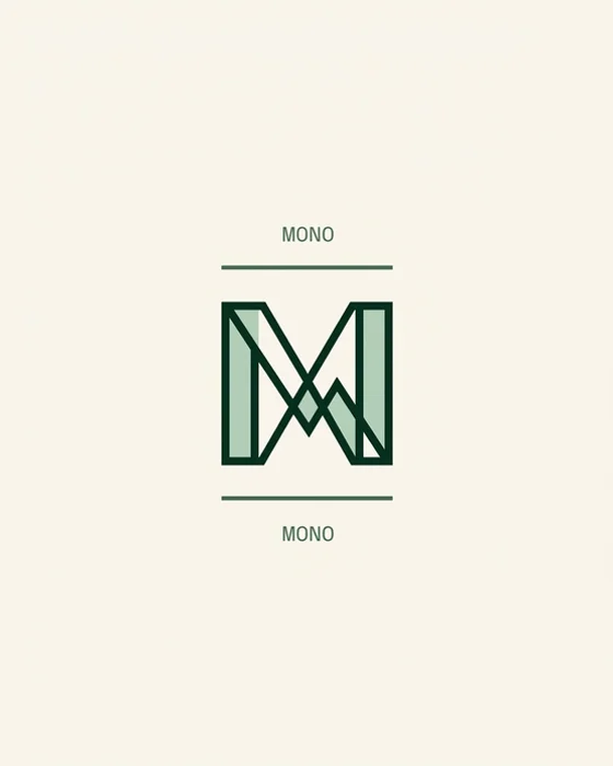 Typographic editor plate: monogram initials framed by hairline rules